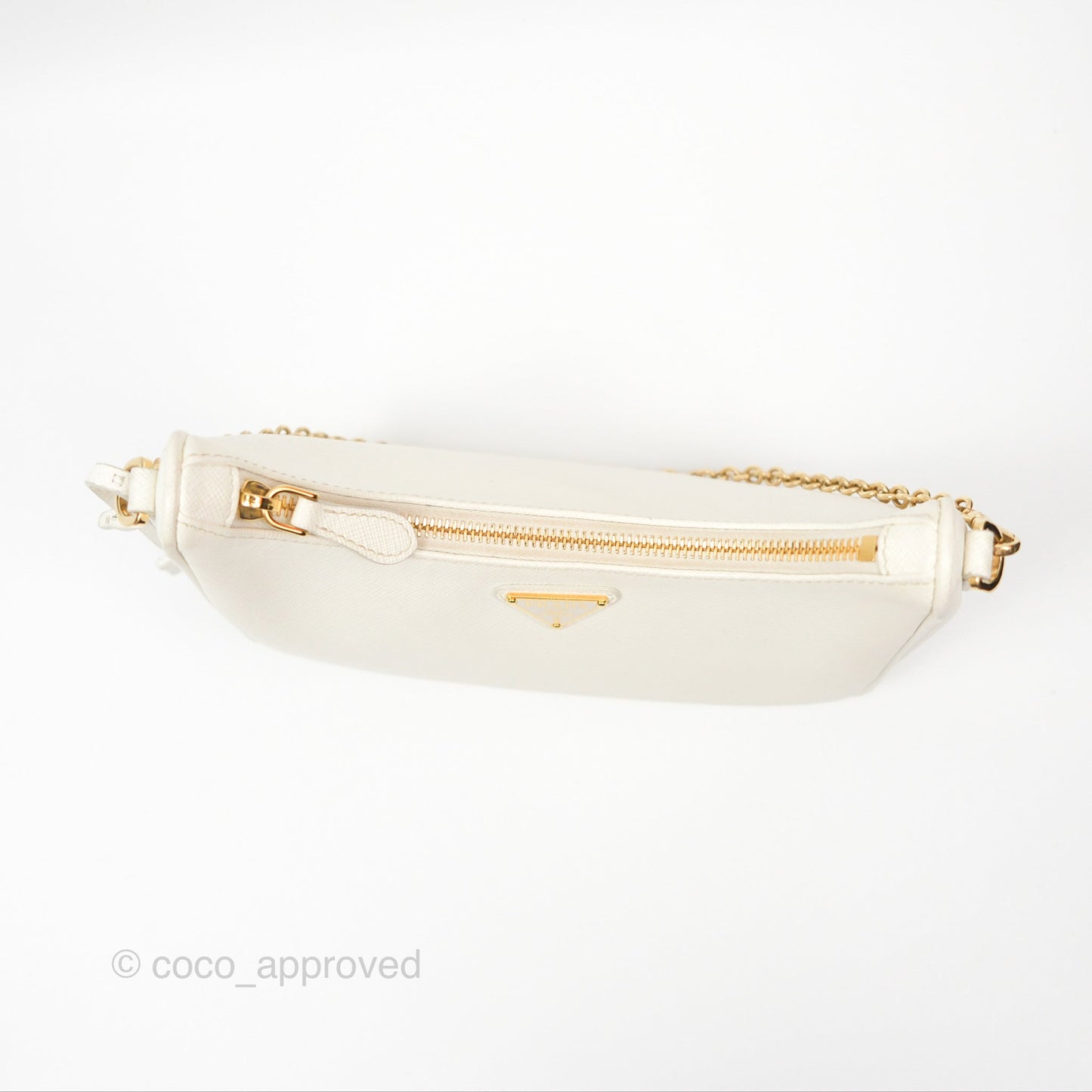 Prada Re-Edition 2005 Ivory White Saffiano Leather Bag Gold Hardware