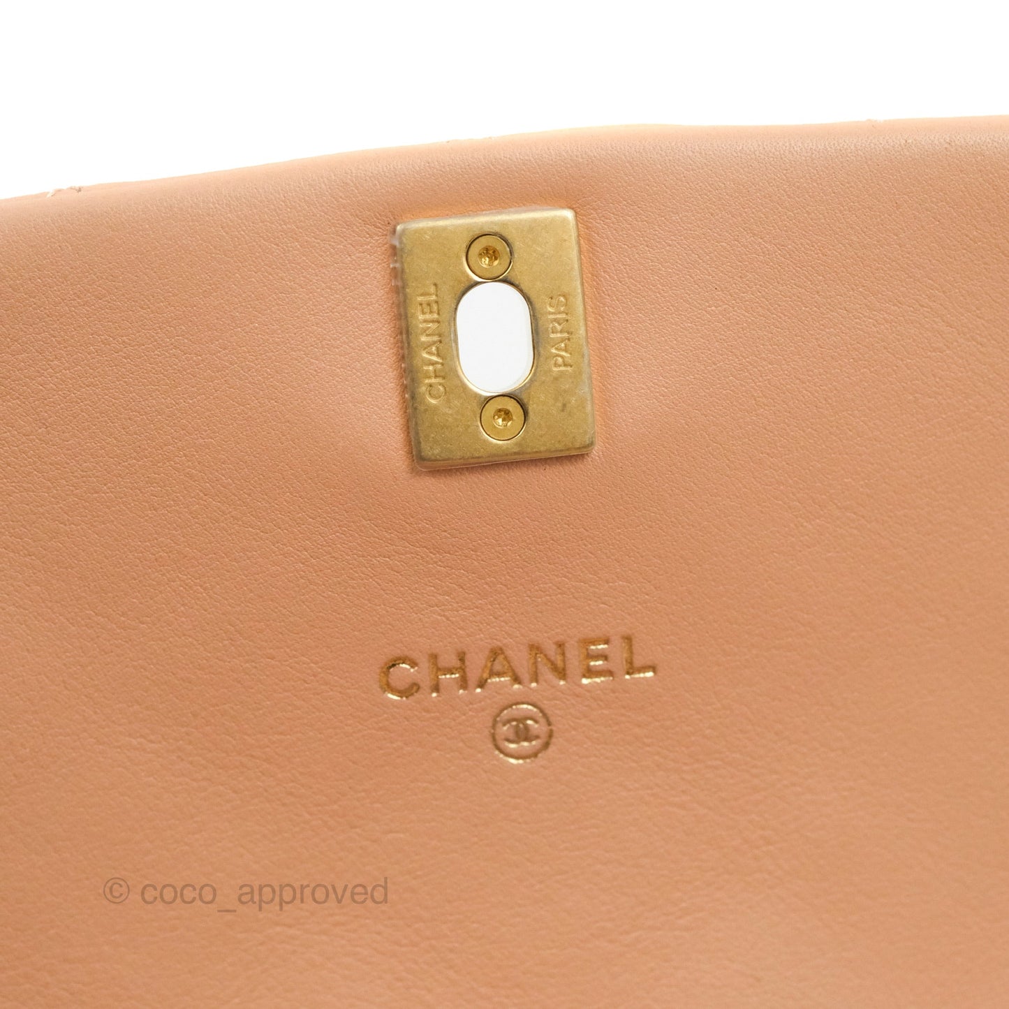 Chanel Clutch with Chain Beige Pink Calfskin Aged Gold Hardware
