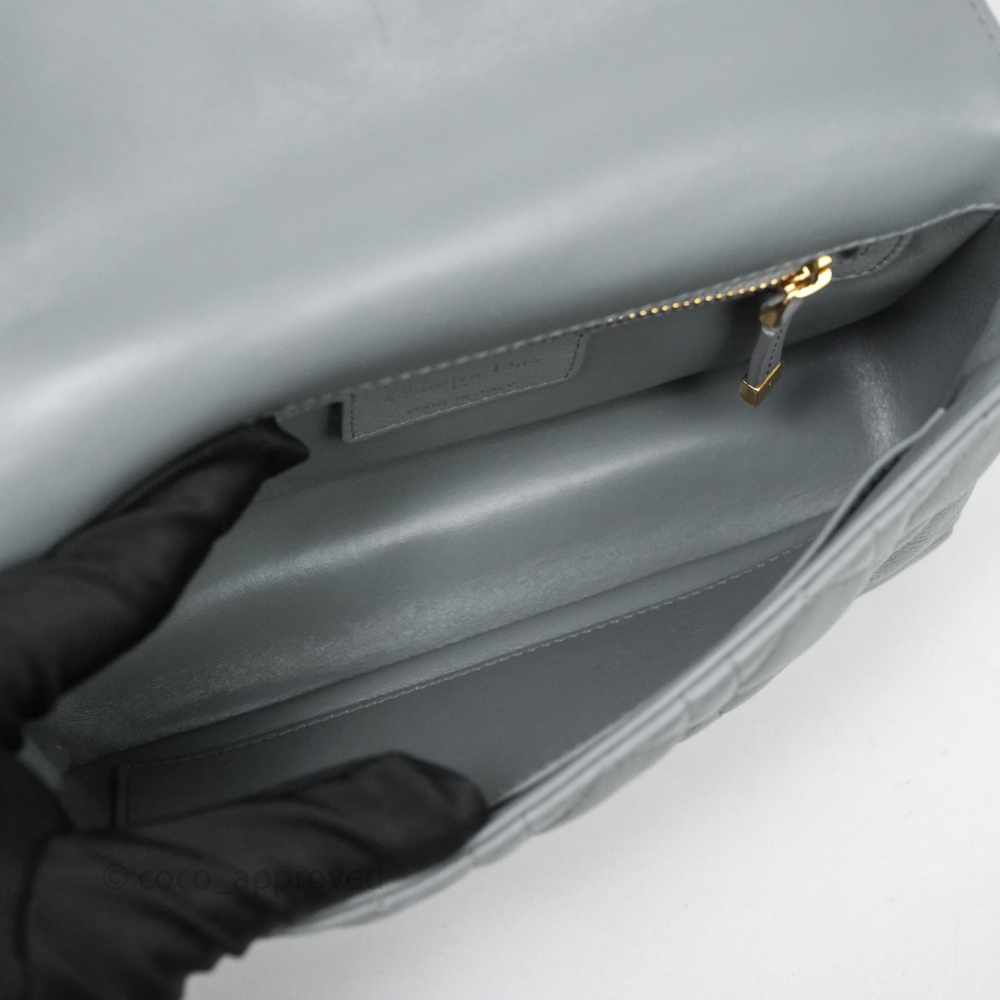 Christian Dior Small Caro Bag Stone Gray Supple Cannage Calfskin