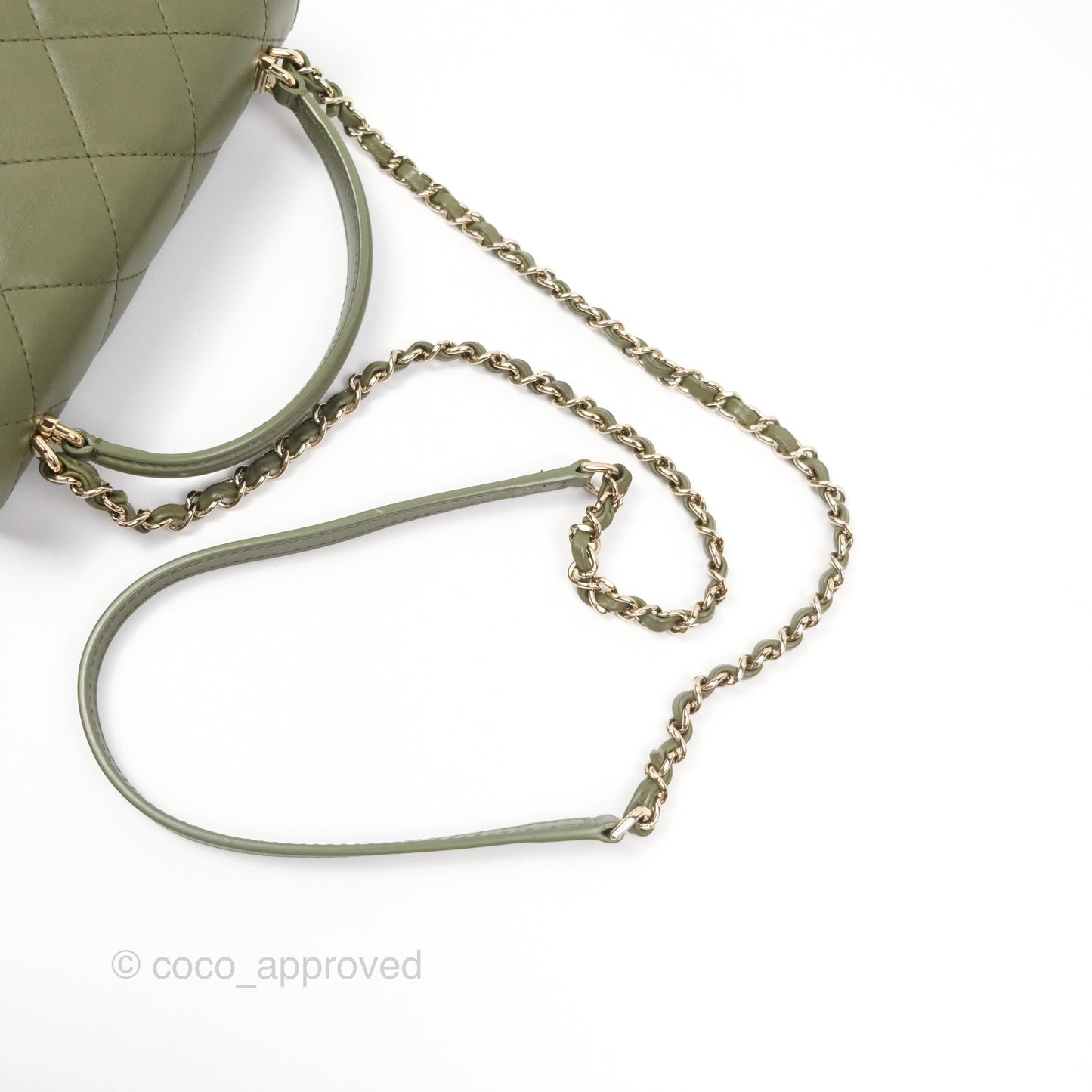 Chanel Small Coco Lady Quilted Flap Bag With Top Handle Olive Green Calfskin Gold Hardware