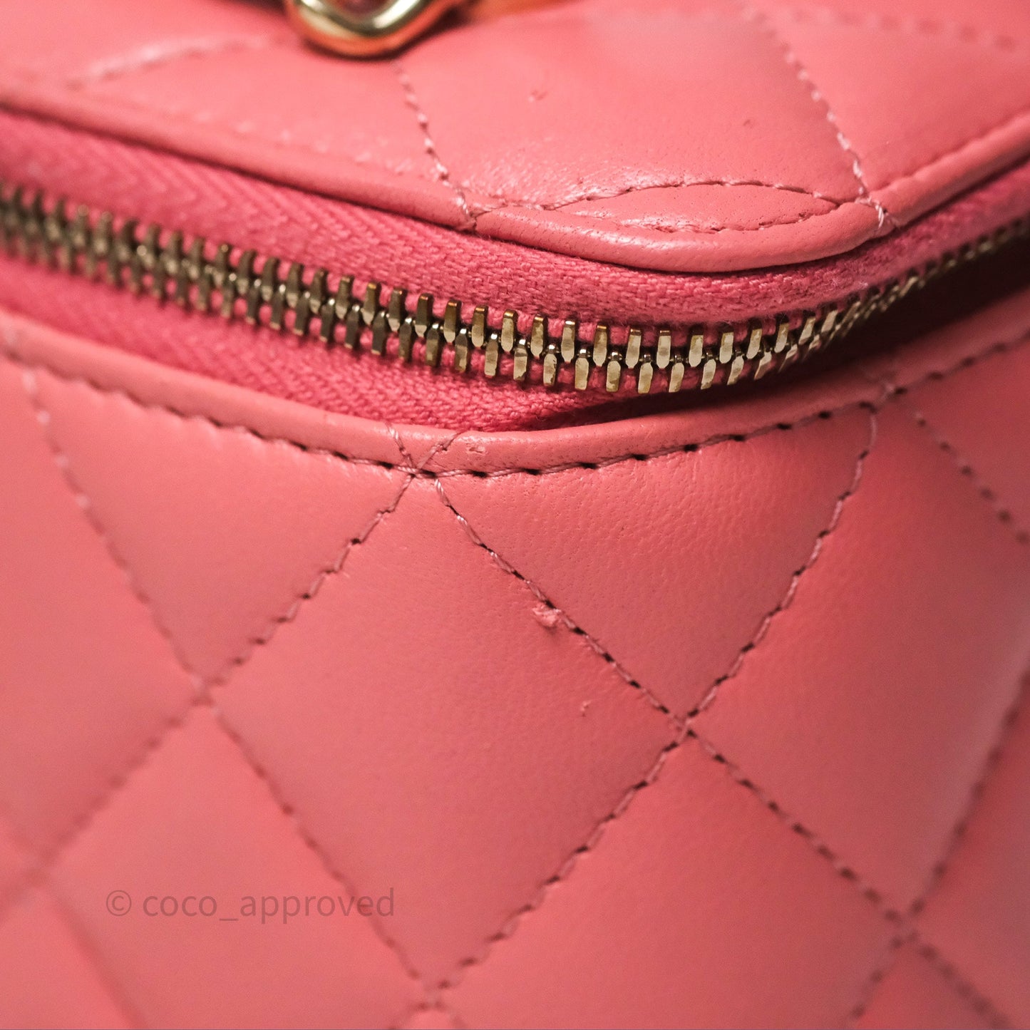 Chanel Vanity Rectangular Top Handle Pink Lambskin Gold Hardware