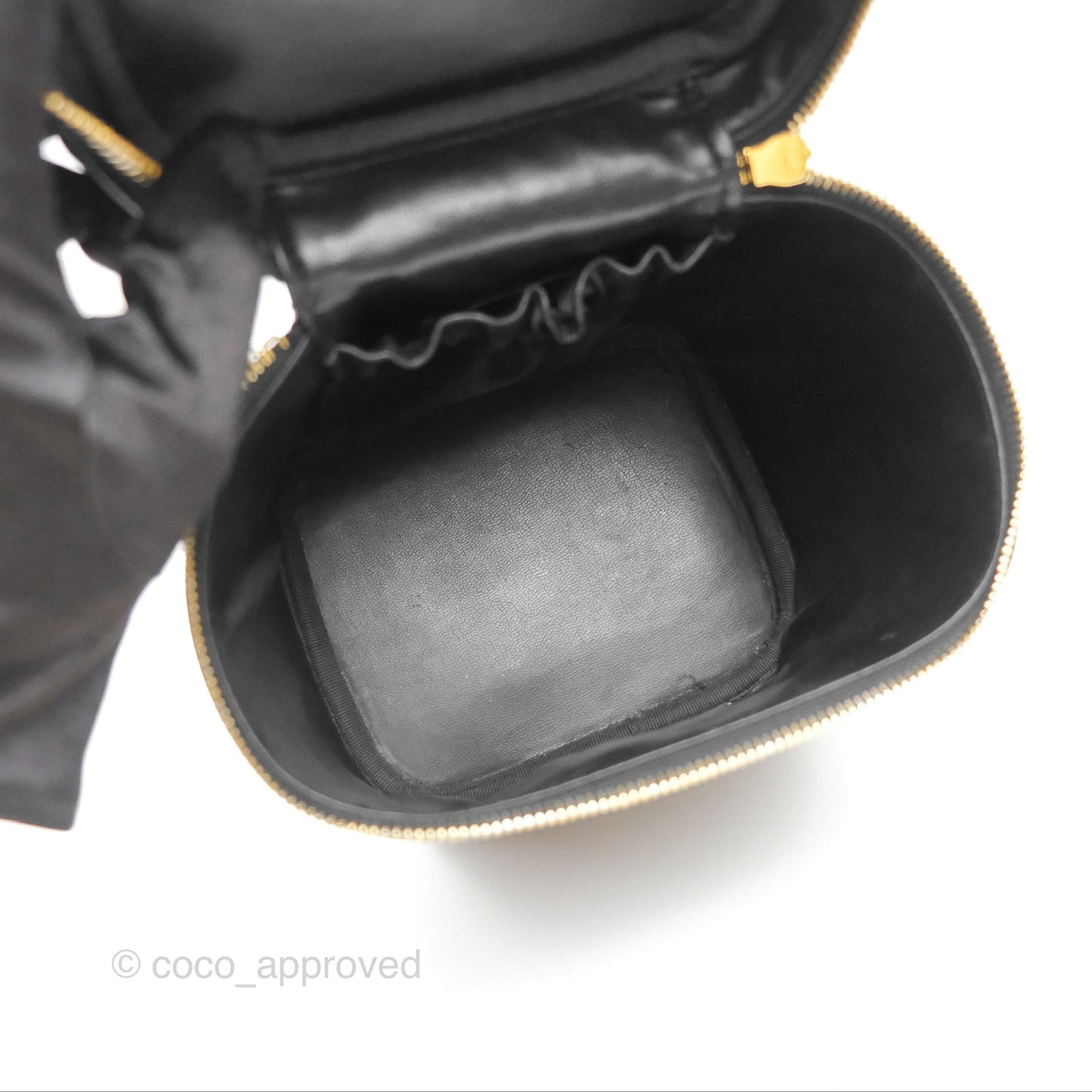 Chanel Vintage Vanity Case Black Caviar Gold Hardware