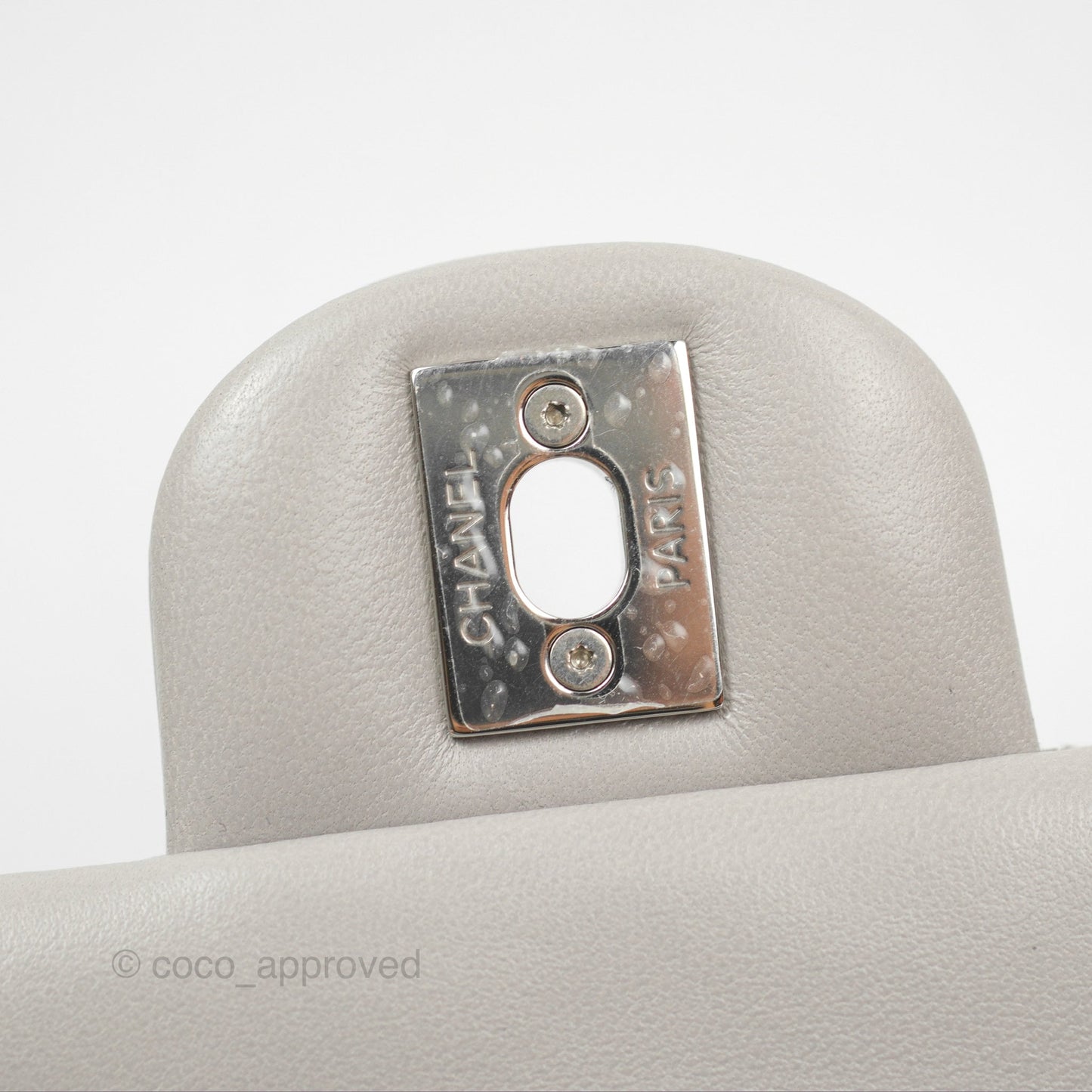 Chanel Quilted Mini Rectangular Grey Lambskin Silver Hardware
