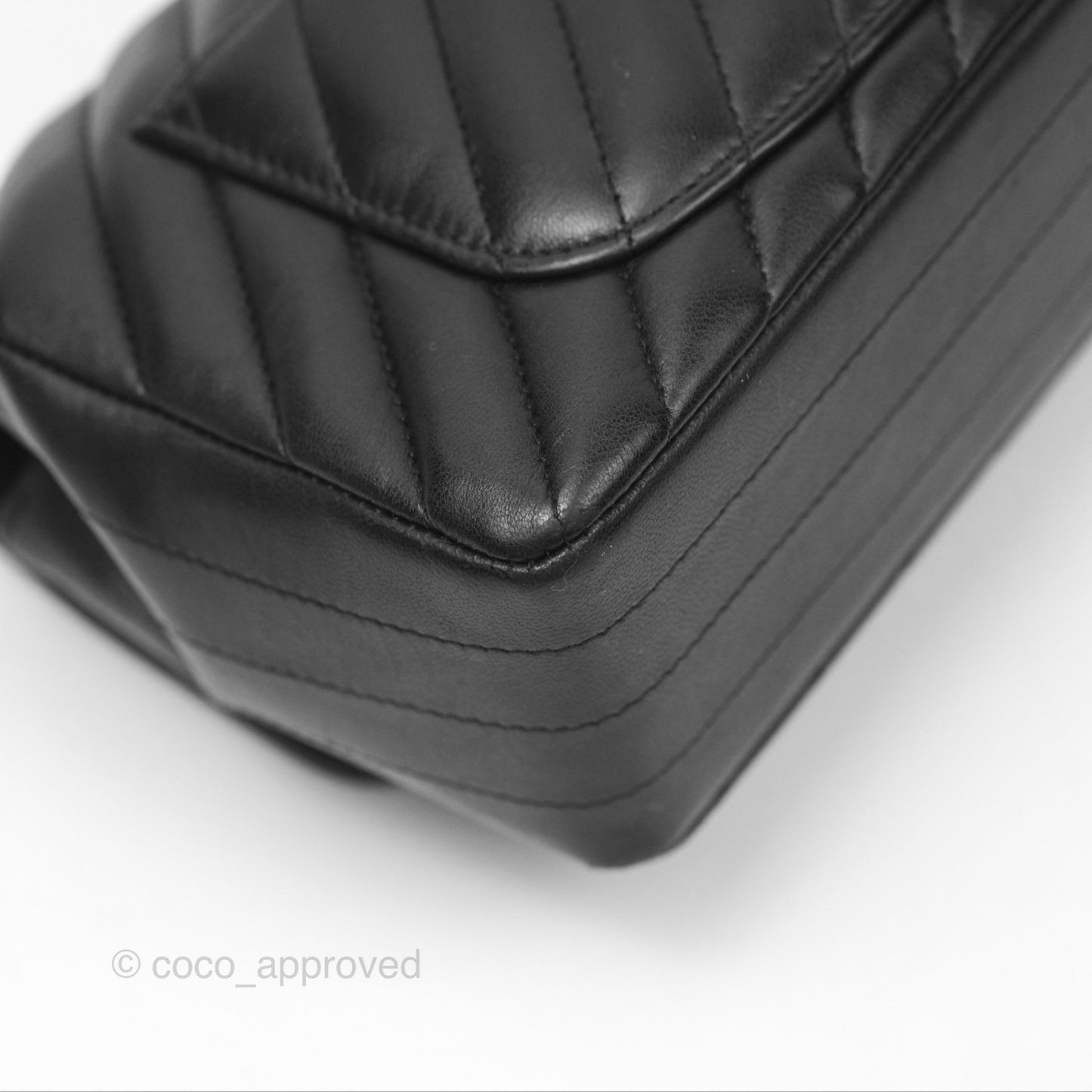 Chanel Chevron Mini Rectangular Black Lambskin Aged Gold Hardware