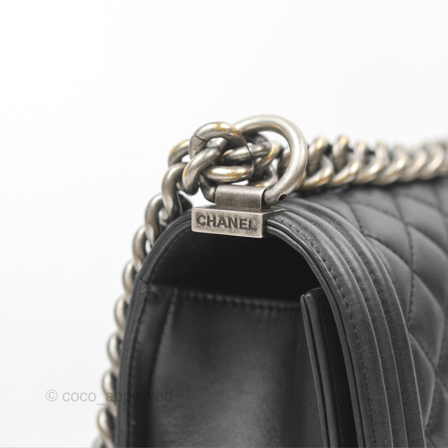 Chanel Quilted Medium Boy Black Calfskin Ruthenium Hardware