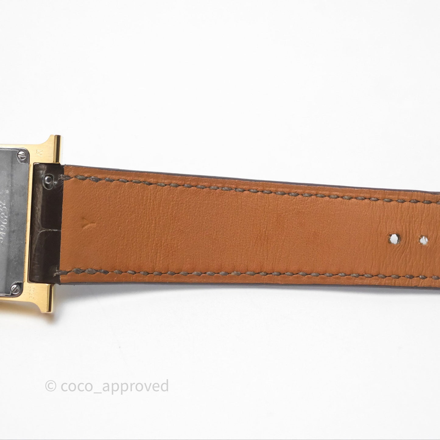 Hermès Heure H MM Watch Barenia Noir Alligator Gold Hardware