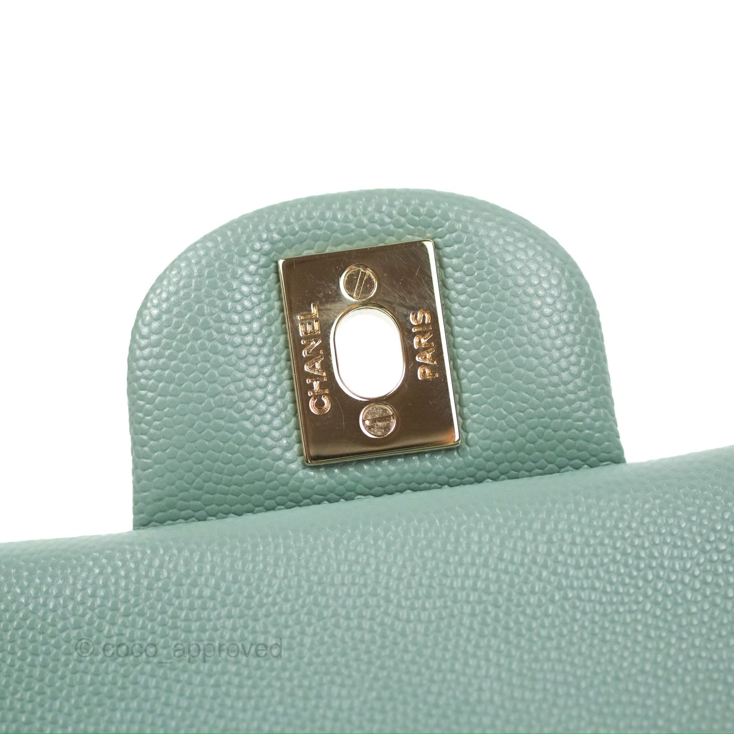 Chanel Classic M/L Medium Flap Quilted Tiffany Green Caviar Gold Hardware