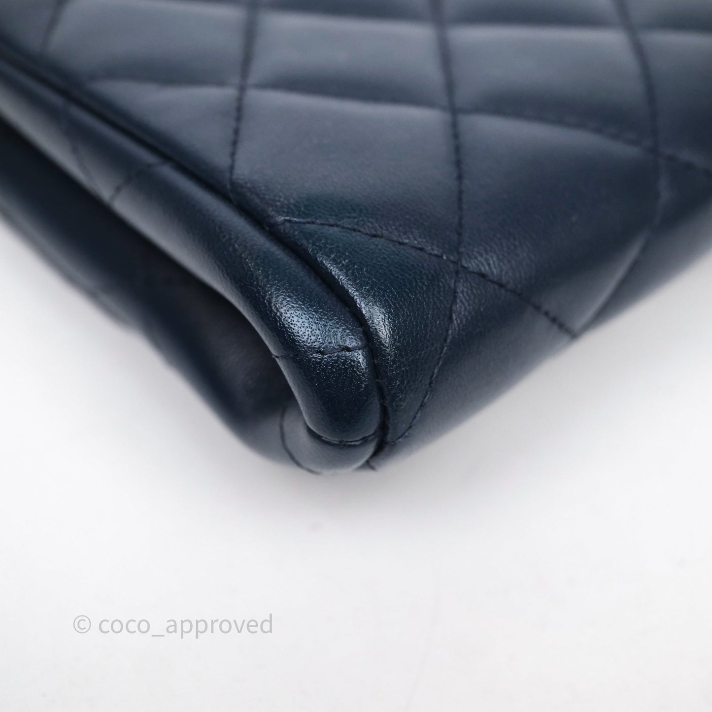 Chanel Quilted Clutch with Chain Lambskin Navy Gun Metal Hardware