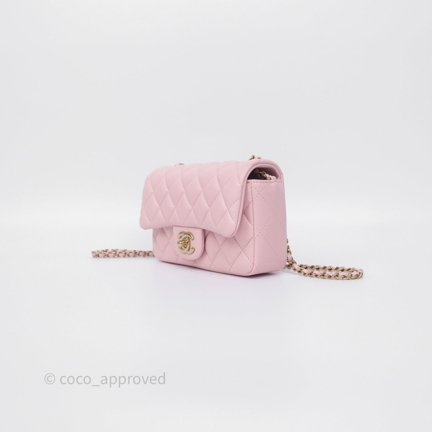 Chanel Quilted Extra Mini Rectangular Flap Pink Lambskin Gold Hardware