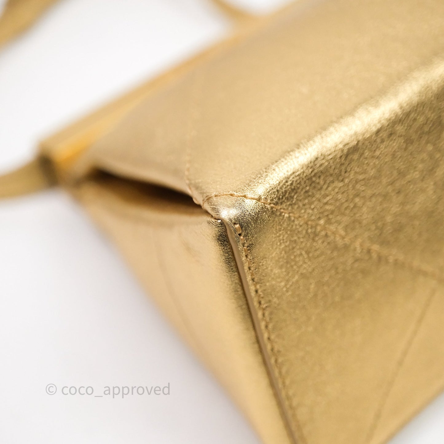 Chanel Calfskin Kiss Lock Frame Gold Bag