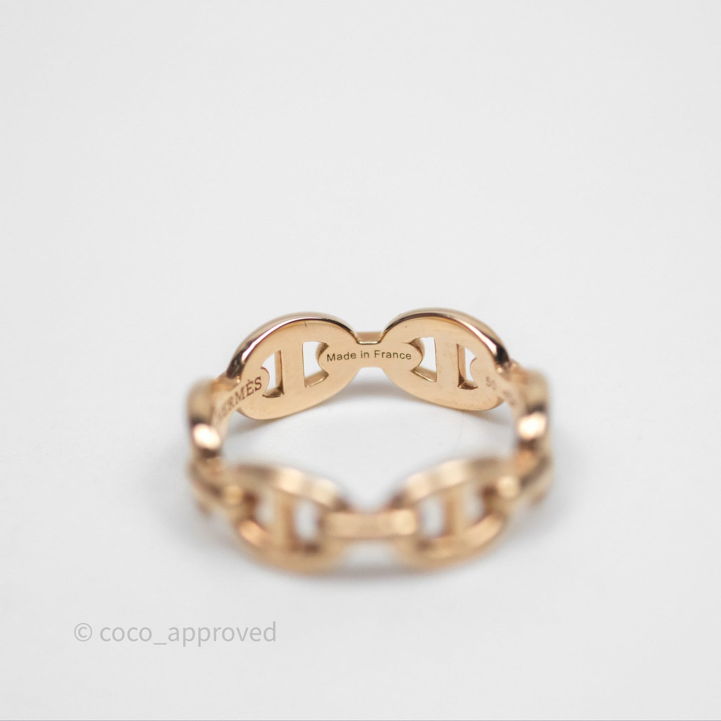Hermès Chaine d'Ancre Enchainee Band Ring PM Rose Gold Size 50