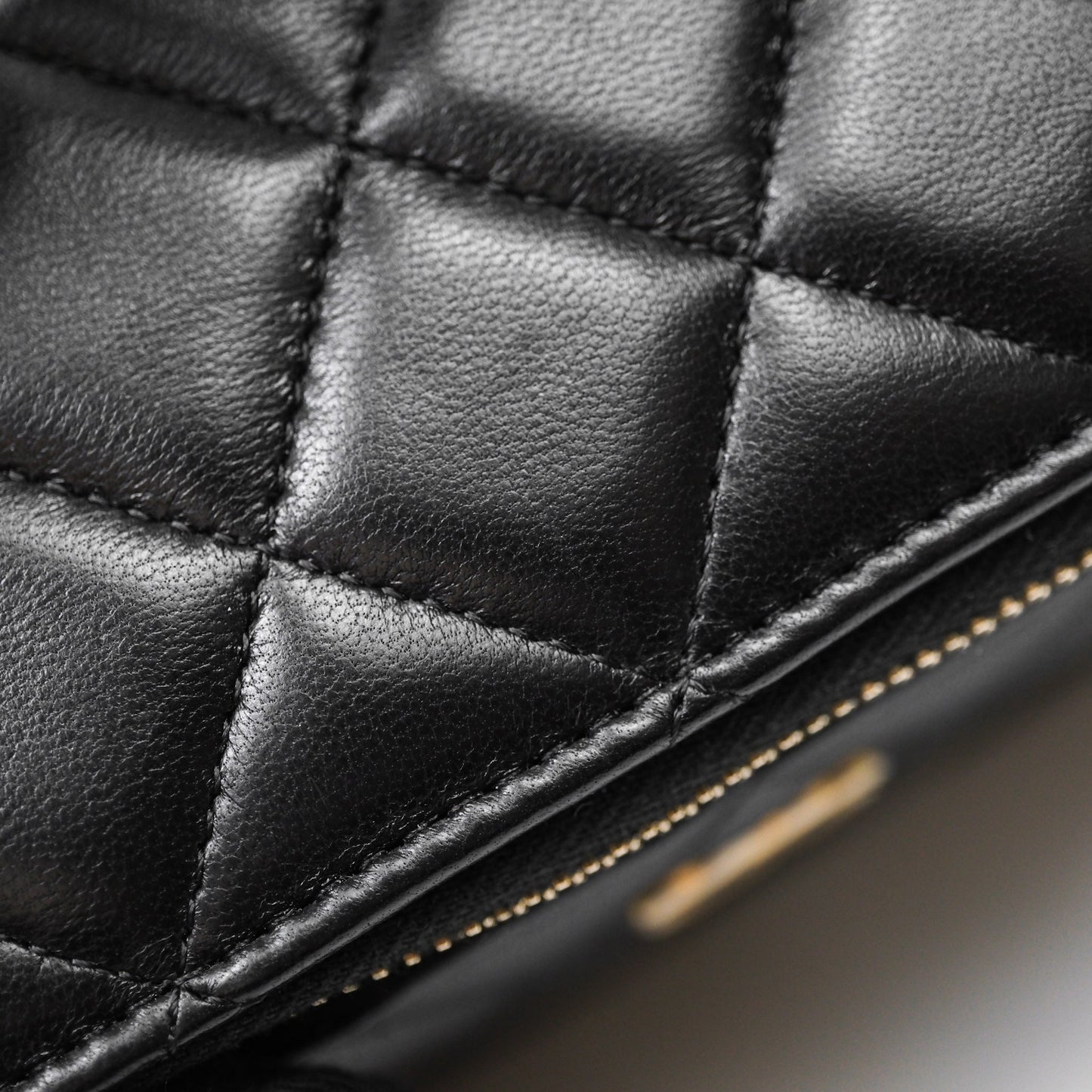 Chanel Top Handle Vanity Rectangular Black Lambskin Aged Gold Hardware