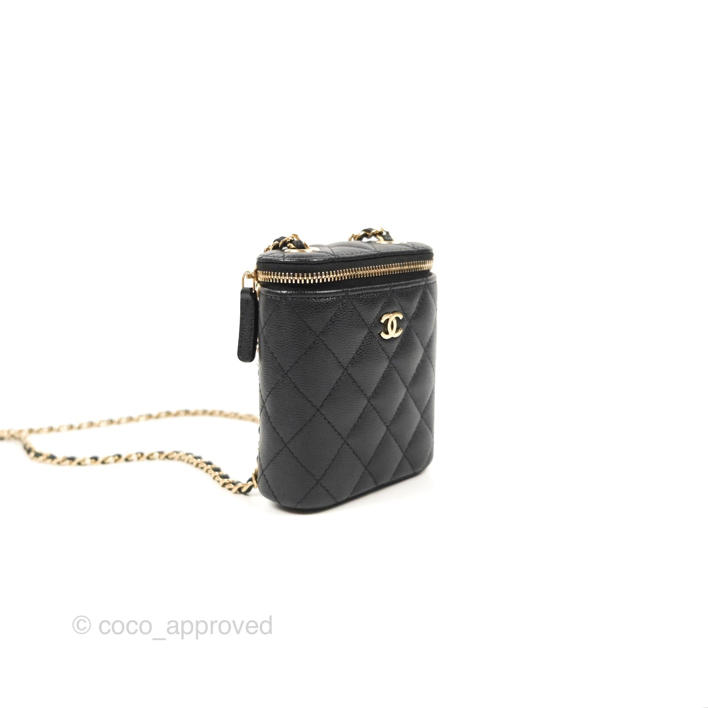 Chanel Classic Mini Vanity With Chain Black Caviar Gold Hardware