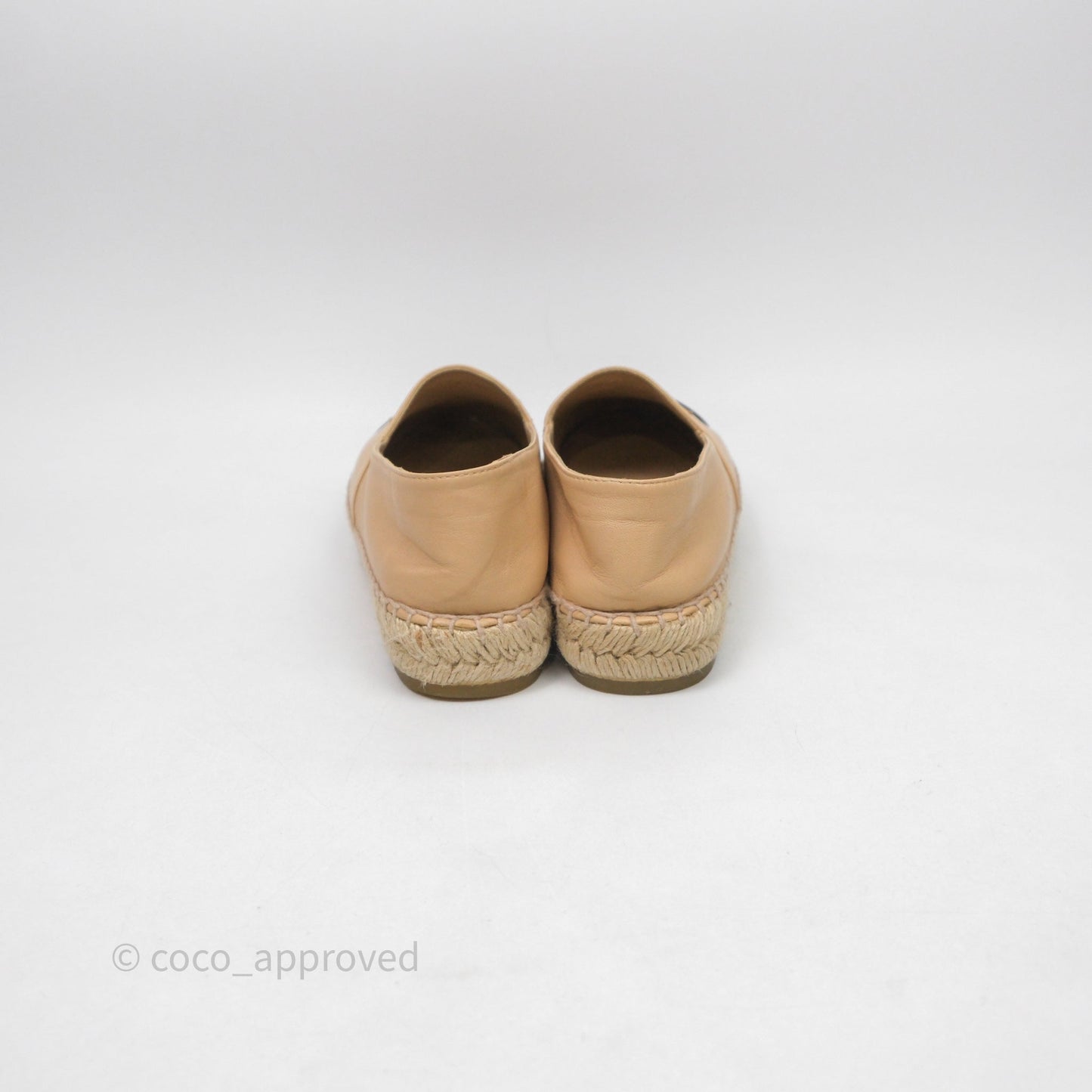 Chanel CC Espadrilles Beige Black Lambskin Size 37
