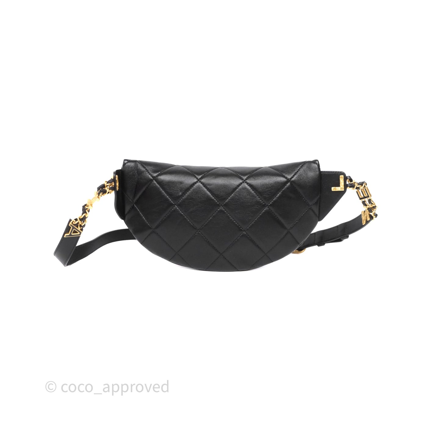 Chanel Quilted Waist Bag Lambskin Black Aged Gold Hardware