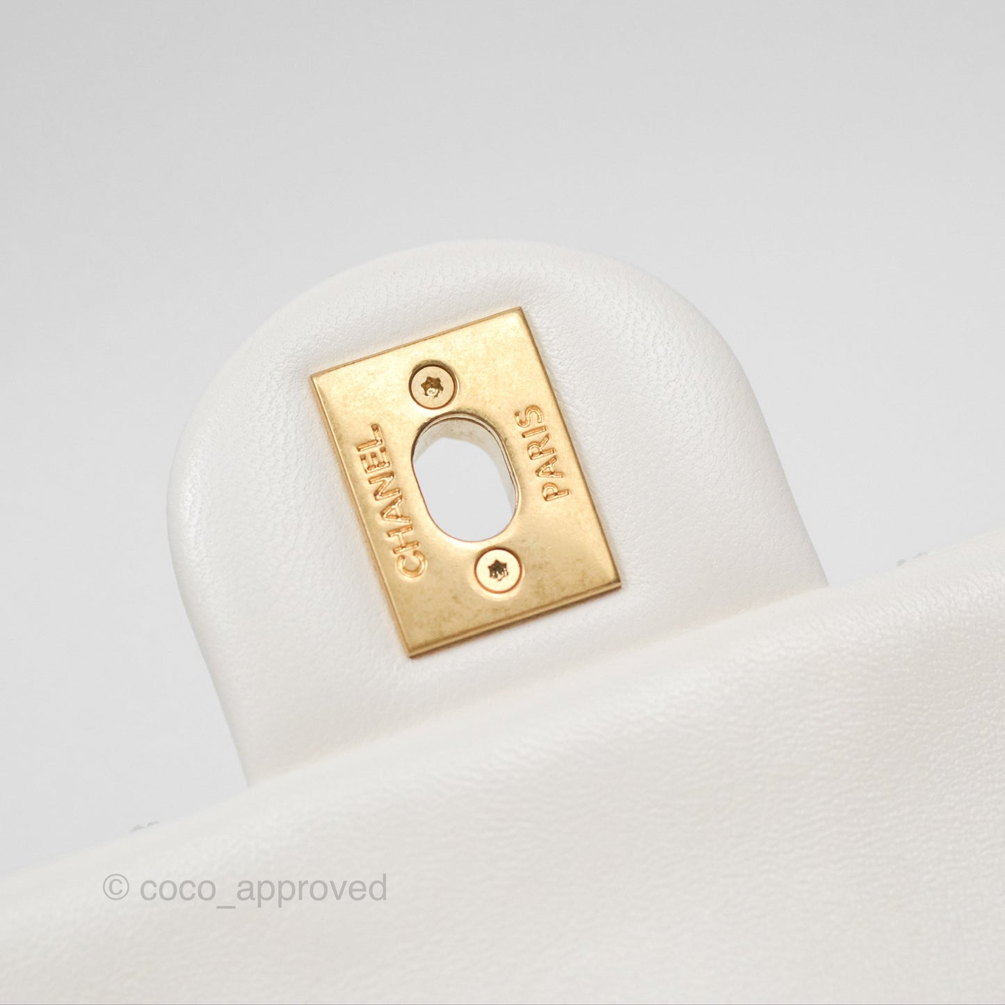 Chanel Pearl Chain Mini Flap Bag White Lambskin Aged Gold Hardware 24P