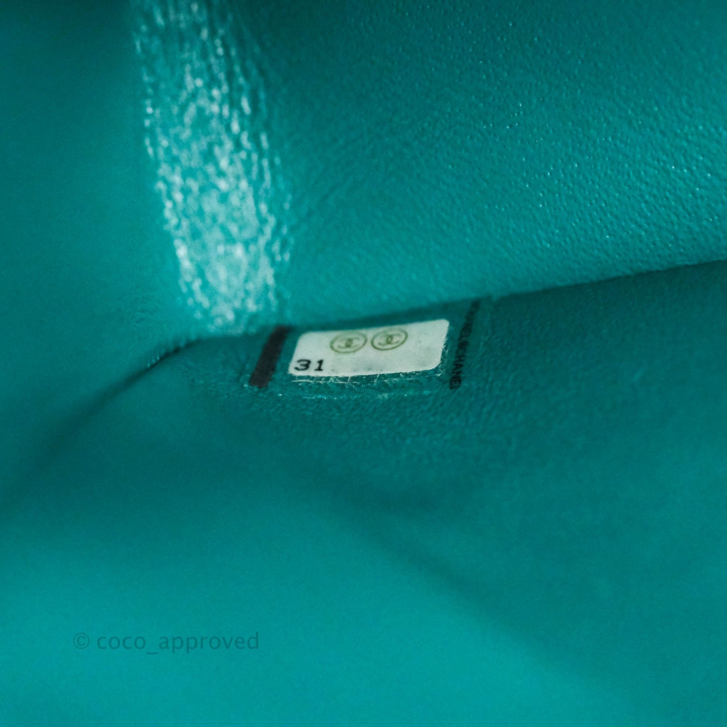 Chanel Classic M/L Medium Double Flap Iridescent Turquoise Calfskin Gold Hardware
