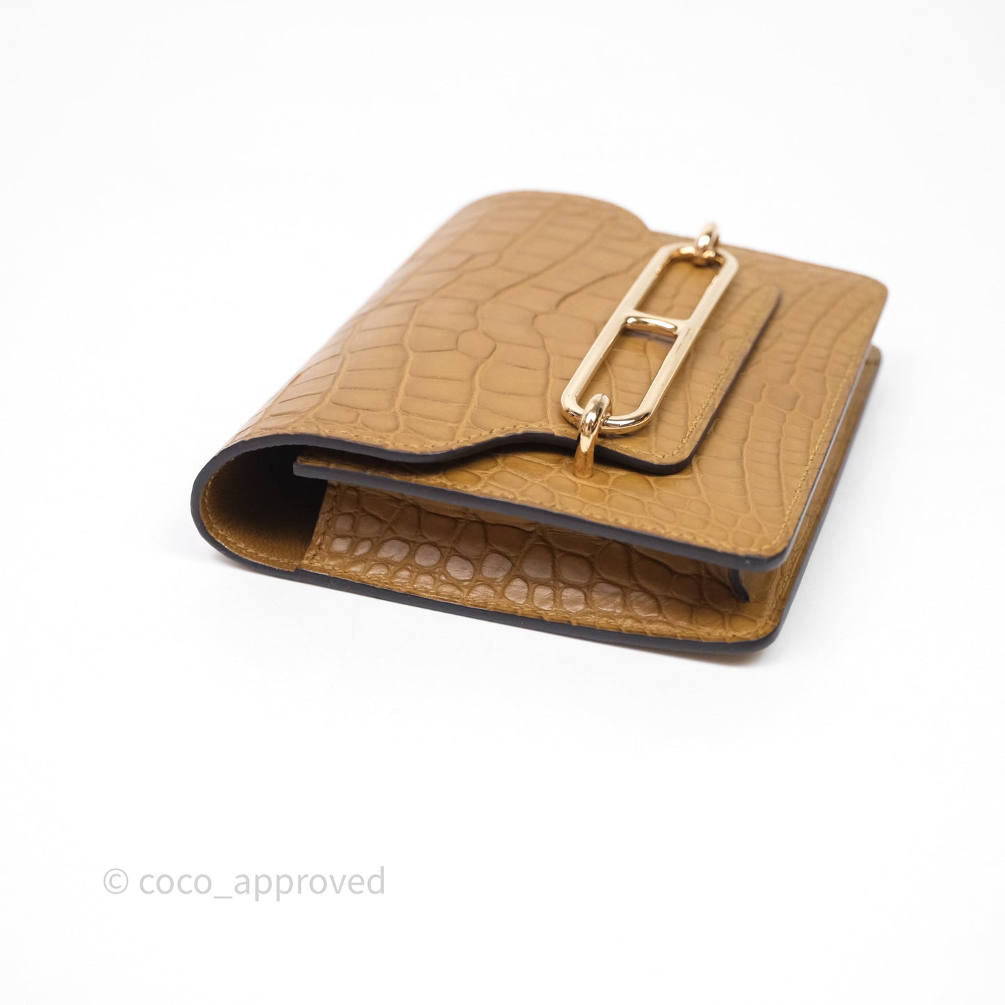 Hermès Roulis Slim Wallet Matte Alligator Mississippiensis Kraft 2H Gold Hardware