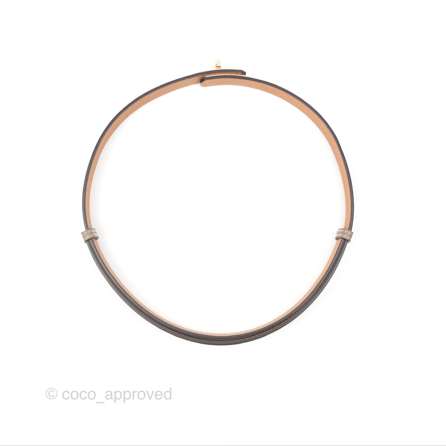 Hermès Epsom Kelly Buckle Belt Etoupe 18 Rose Gold Hardware