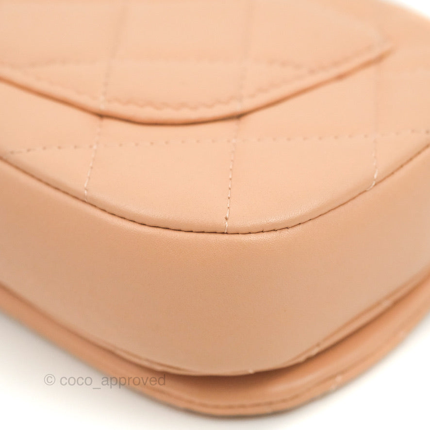 Chanel Clutch with Chain Beige Pink Calfskin Aged Gold Hardware