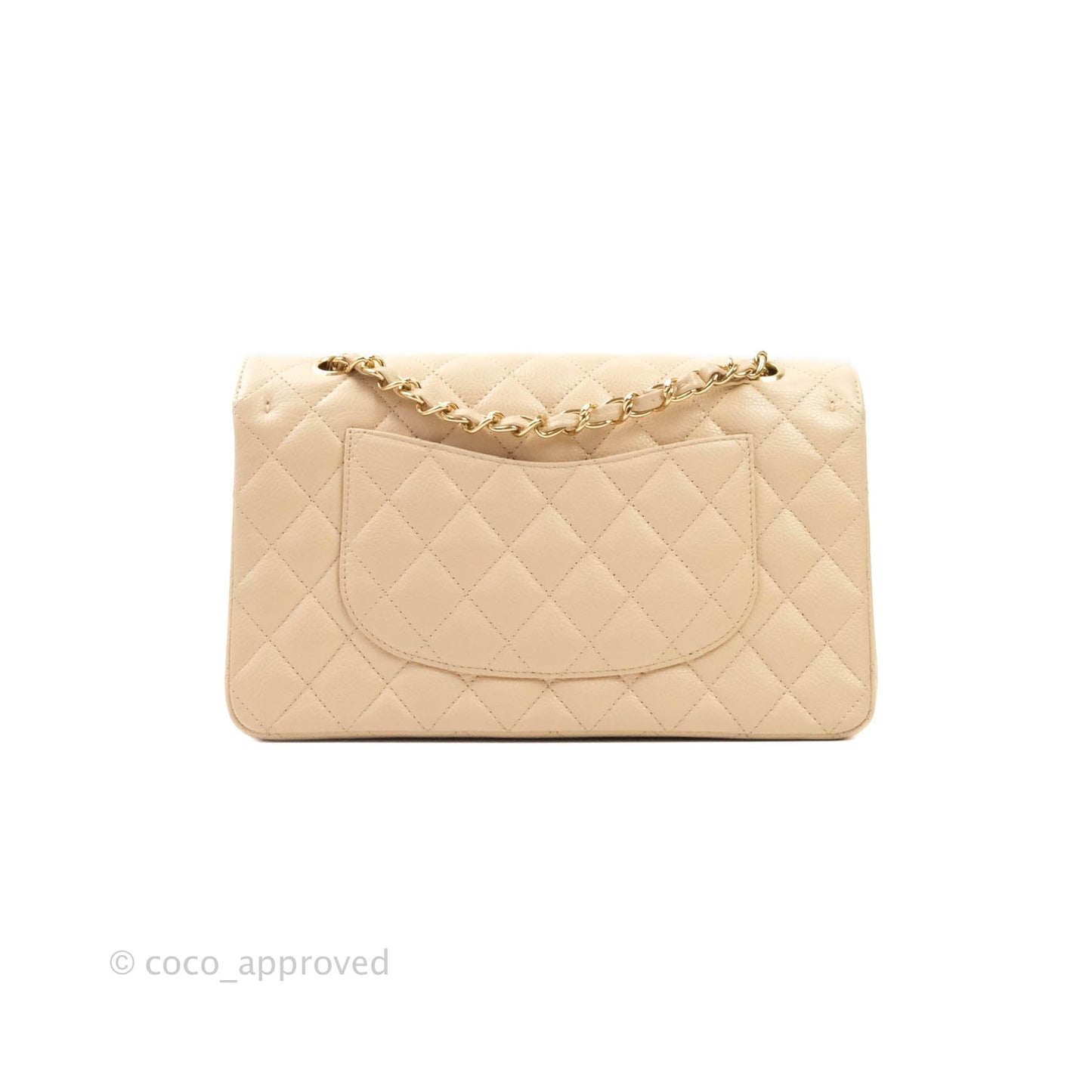 Chanel Classic M/L Medium Double Flap Beige Caviar Gold Hardware