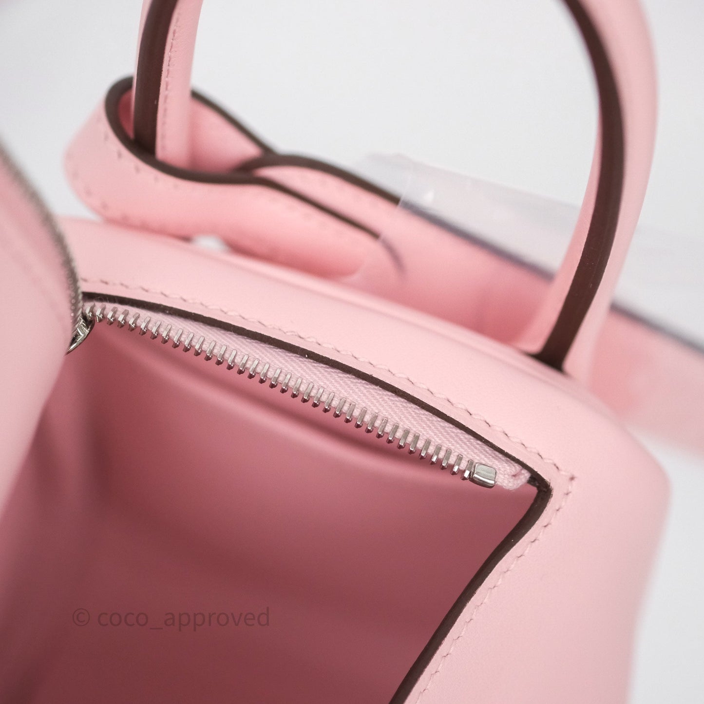 Hermès Mini Lindy II 20 Rose Sakura 3Q Swift Palladium Hardware