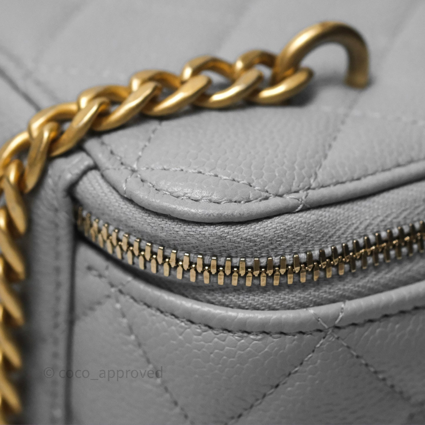 Chanel Vanity with Heart Adjustable Chain Grey Caviar Aged Gold Hardware