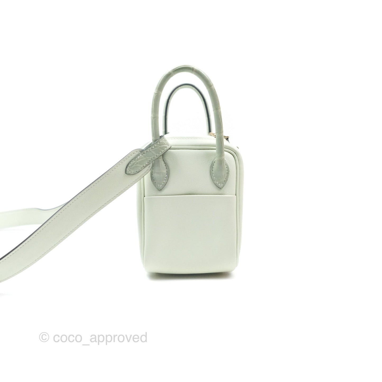 Hermès Mini Lindy Touch Vert Fizz 0S Swift Alligator Handle Gold Hardware
