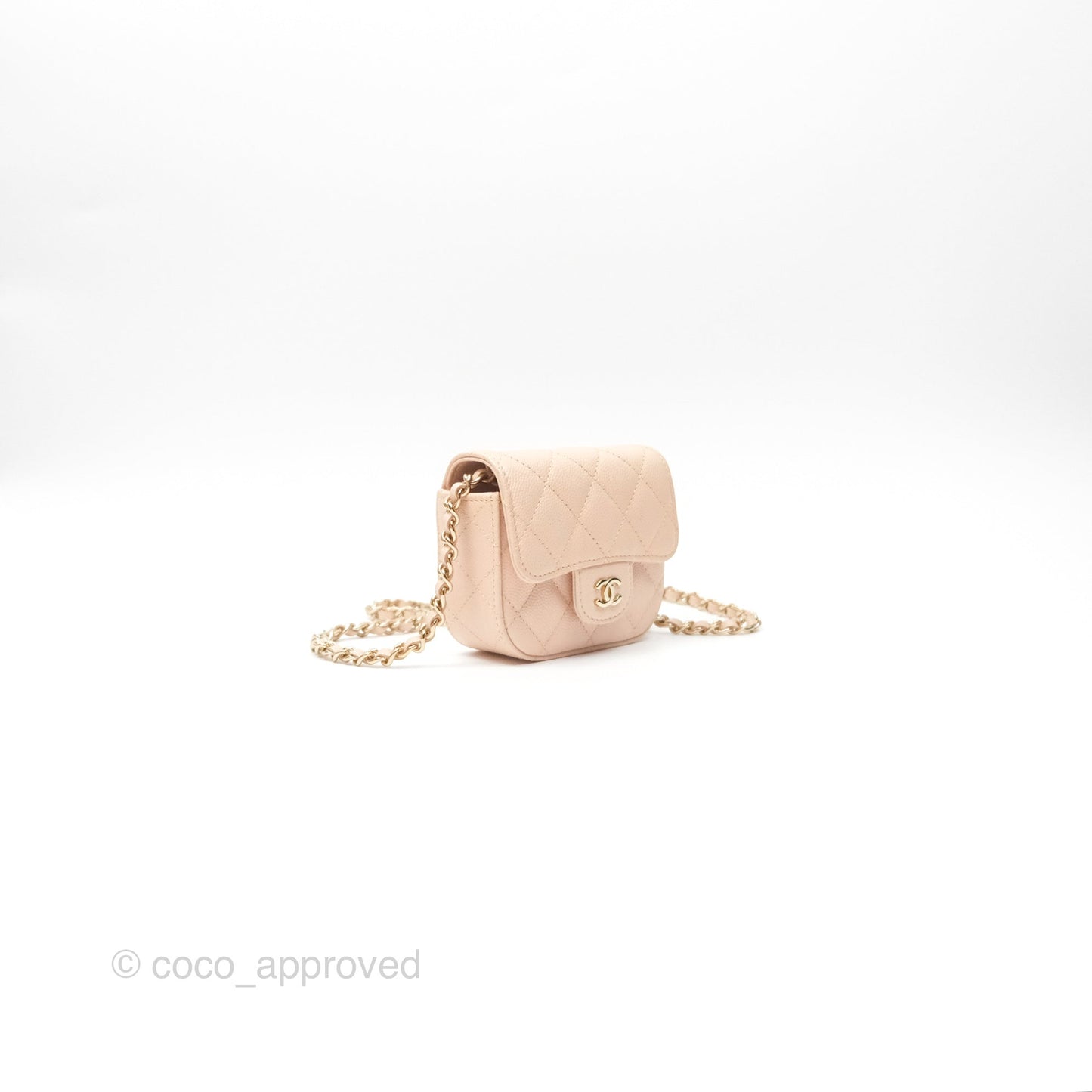 Chanel Mini Clutch With Chain Light Pink Caviar Gold Hardware