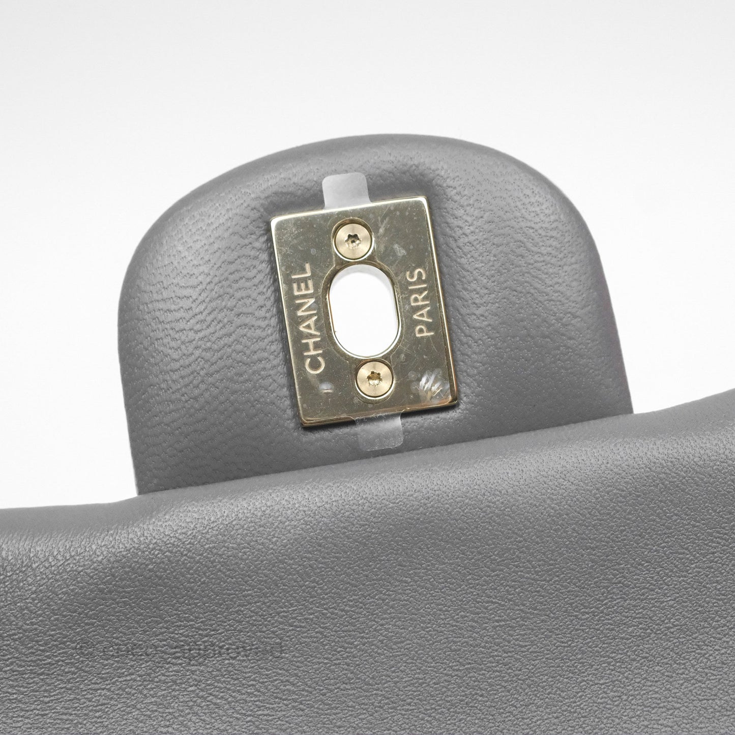 Chanel Mini Square Quilted Grey Lambskin Gold Hardware