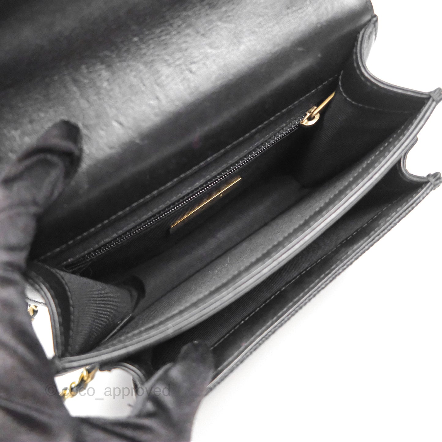 Chanel Chain Handle Small Flap Bag Black Calfskin