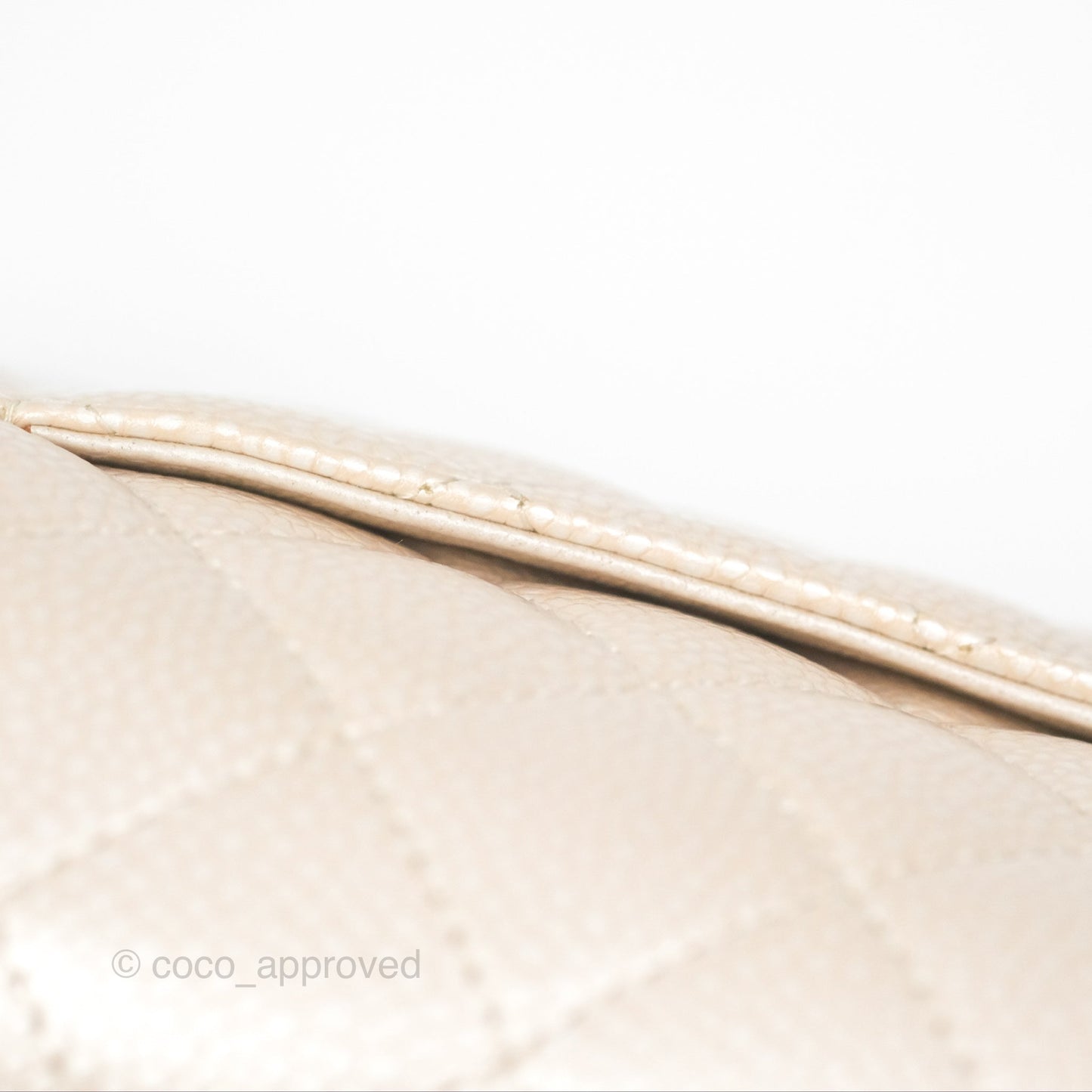 Chanel Classic M/L Medium Flap Quilted Pearly Ivory Beige Caviar Matte Gold Hardware 12P