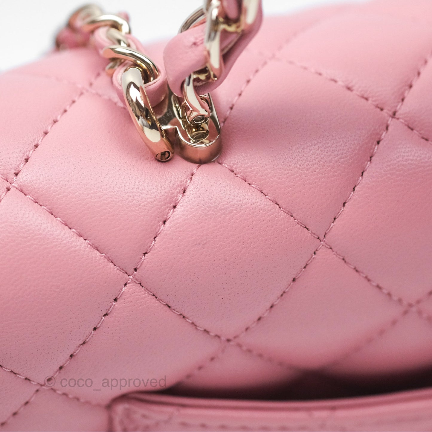 Chanel Top Handle Mini Rectangular Flap Bag Pink Lambskin Gold Hardware