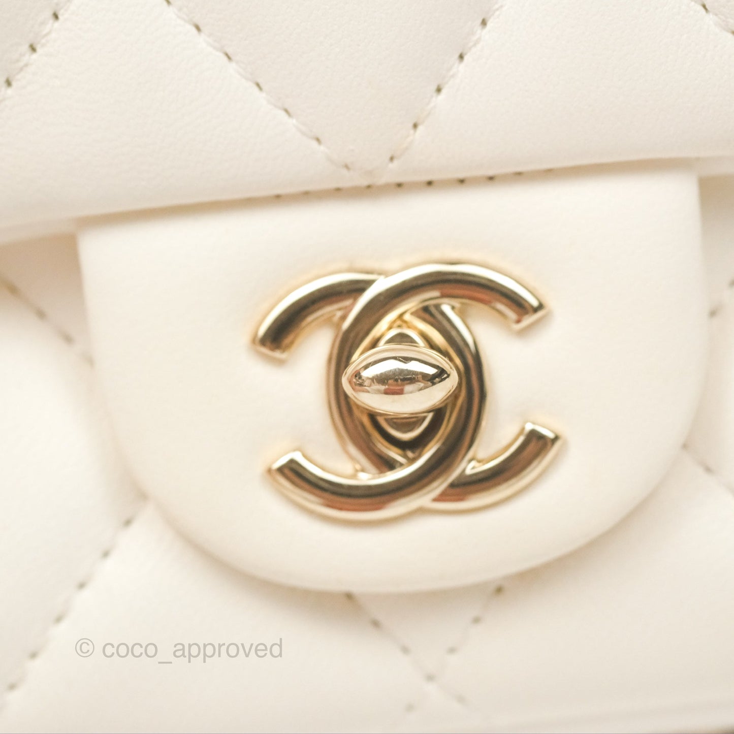 Chanel Small Logo Pearl Chain Flap Bag White Lambskin Gold Hardware