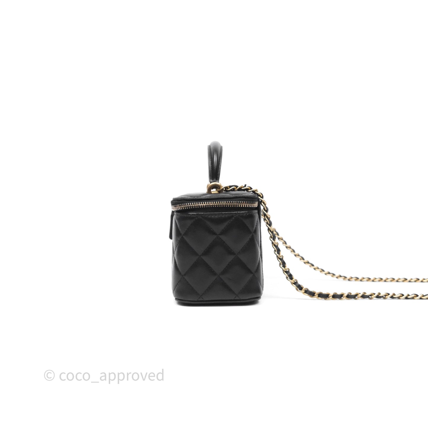 Chanel Vanity Rectangular Top Handle Black Lambskin Gold Hardware