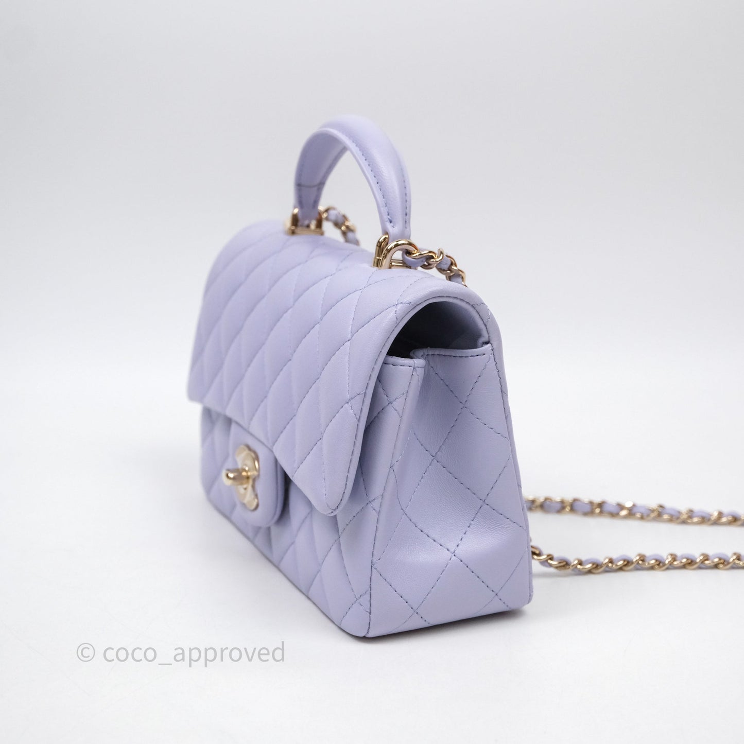 Chanel Top Handle Mini Rectangular Flap Bag Lilac Lambskin Gold Hardware