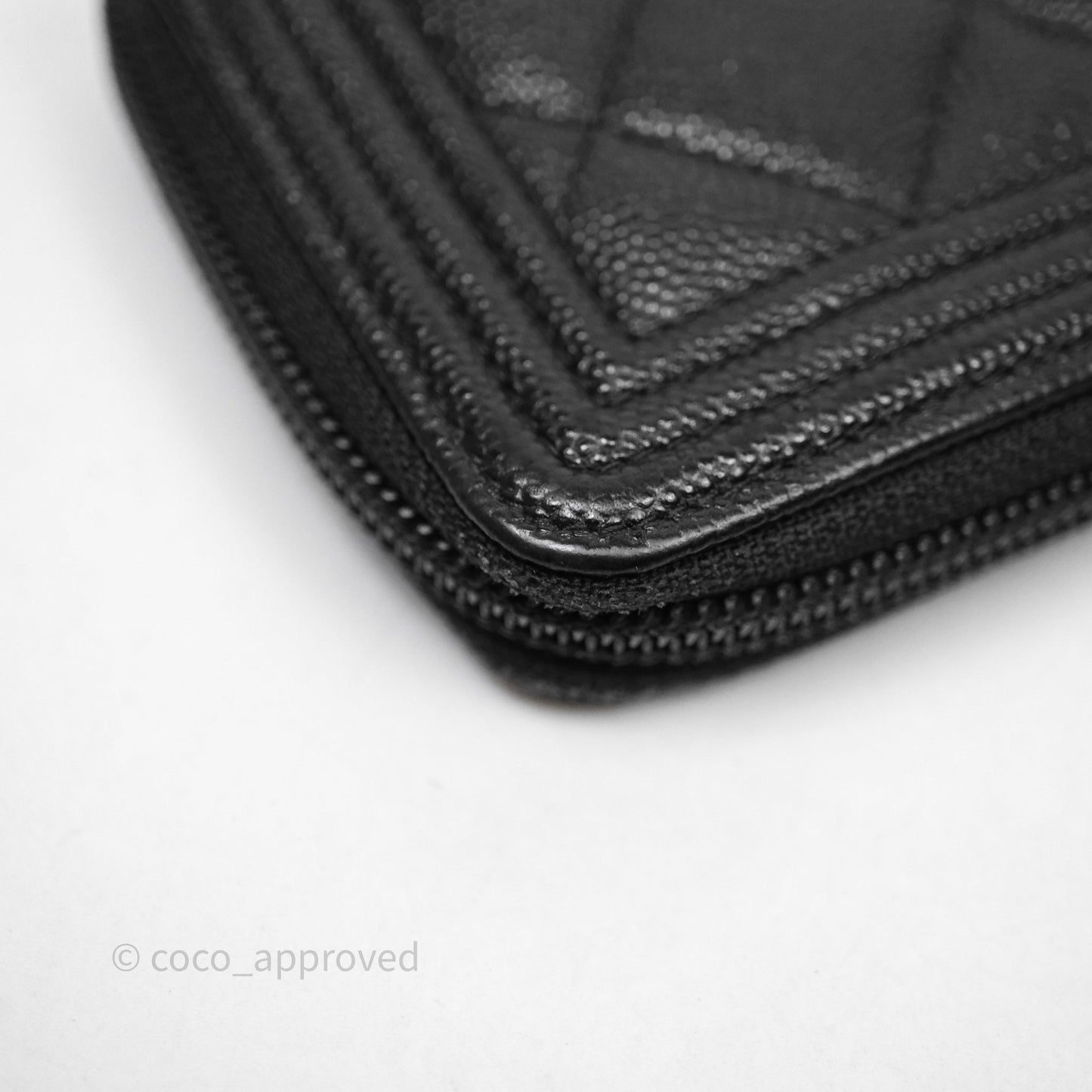 Chanel Boy Zip Wallet Black Caviar Gold Hardware