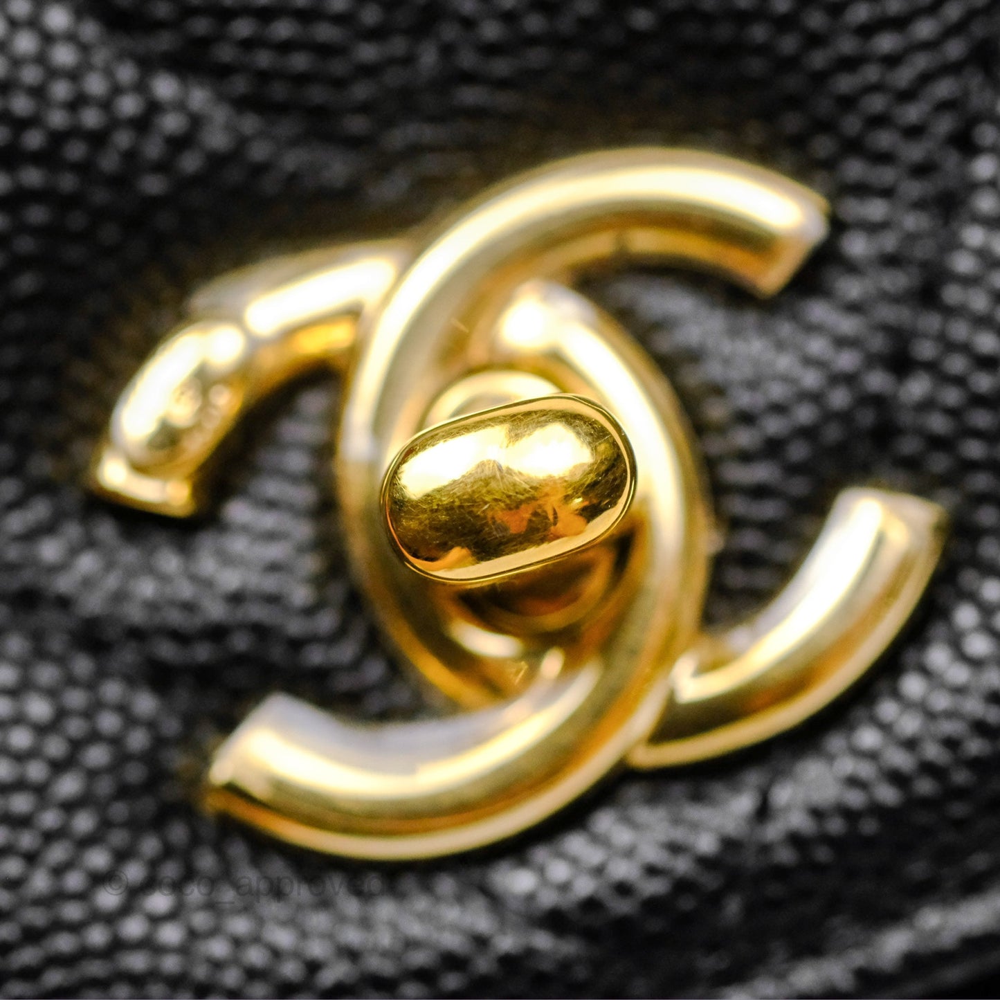 Chanel Small Coco Handle Chevron Black Caviar Gold Hardware