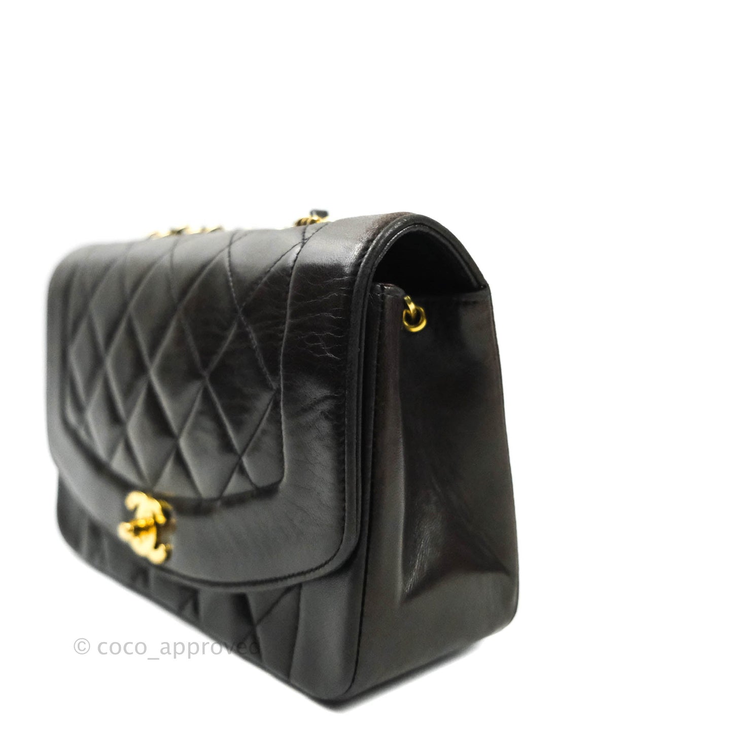 Chanel Vintage Classic Small Diana Flap Bag Black Lambskin 24K Gold Hardware