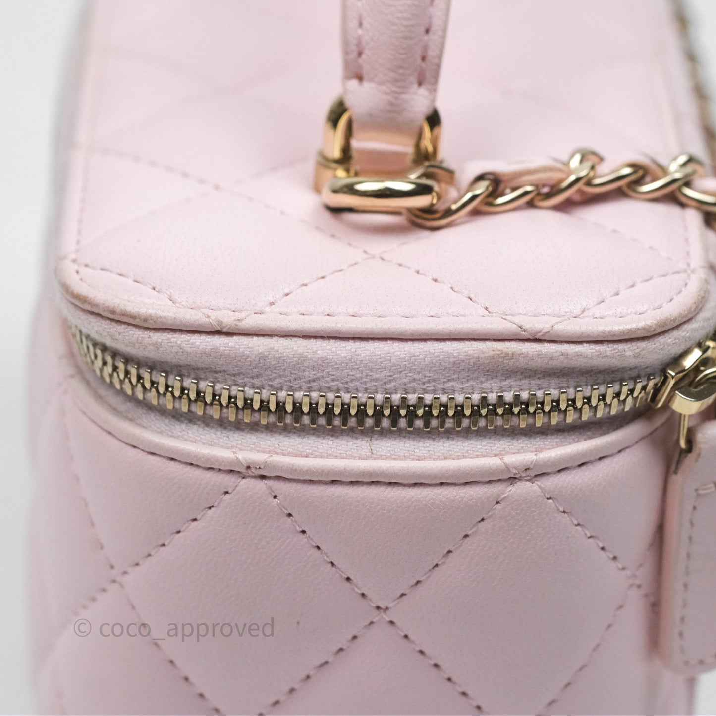 Chanel Vanity Rectangular Top Handle Light Pink Lambskin Gold Hardware