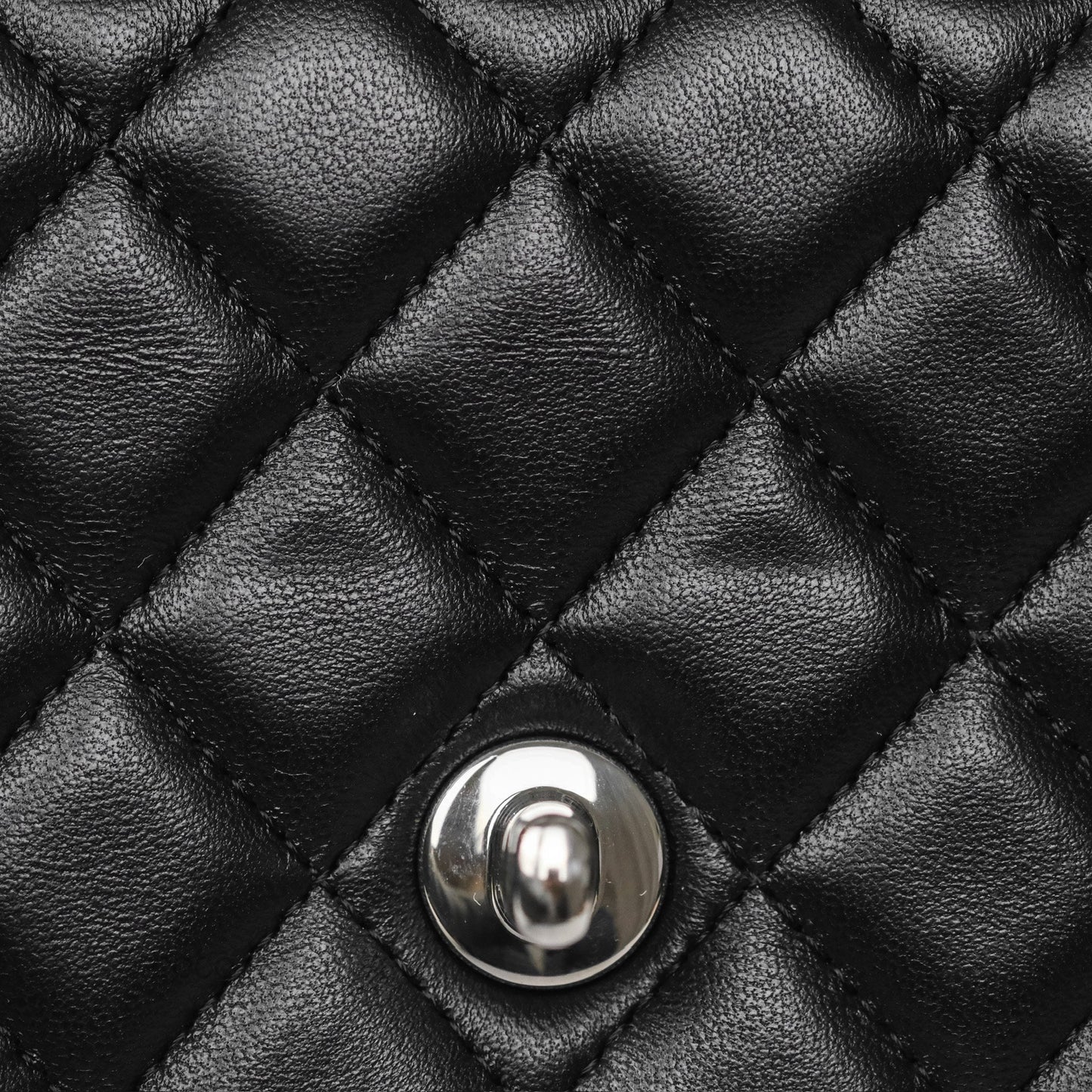 Chanel Quilted Mini Rectangular Flap Black Lambskin Silver Hardware