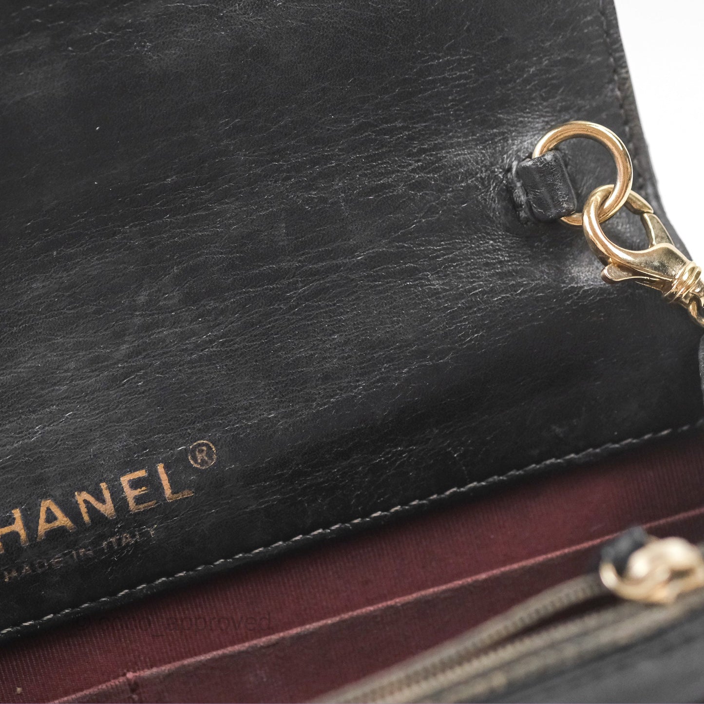 Chanel Golden Class Wallet On Chain WOC Black Patent Gold Hardware