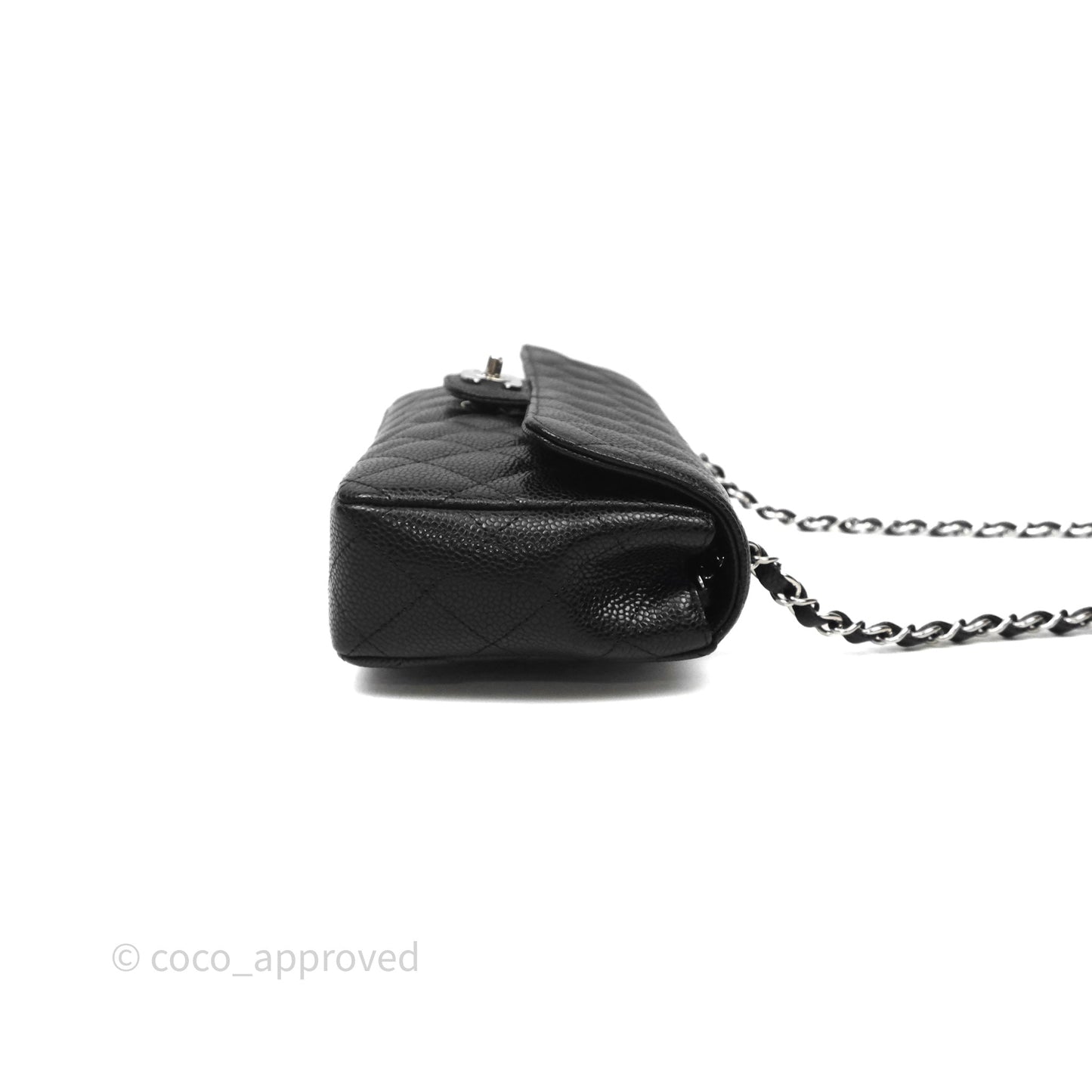Chanel East West Flap Bag Black Caviar Silver Hardware
