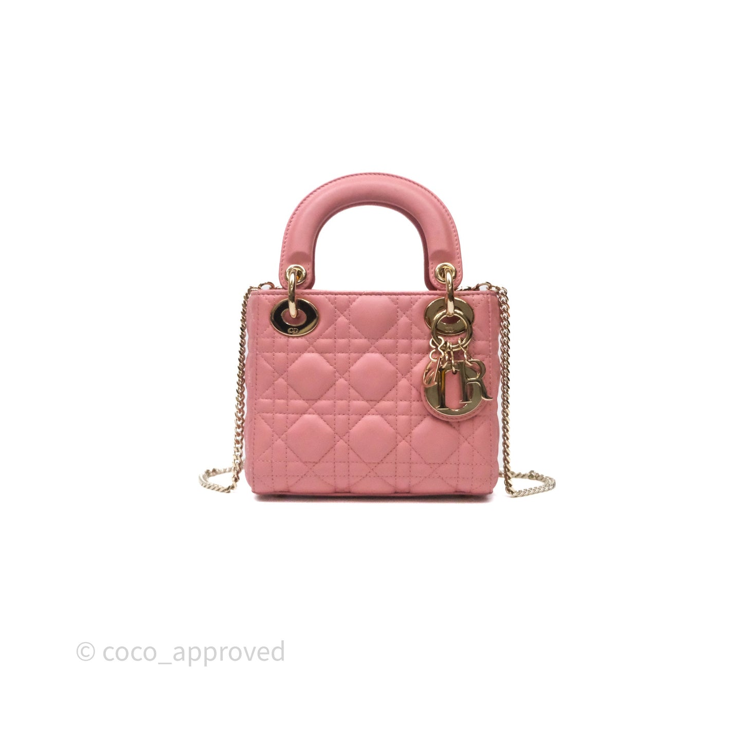 Christian Dior Mini Lady Dior My ABCDior Bag Pink Cannage Lambskin Gold Haardware