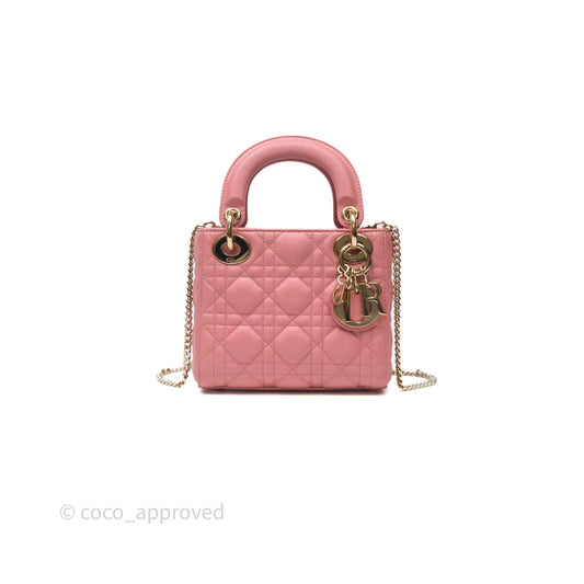 Christian Dior Mini Lady Dior My ABCDior Bag Pink Cannage Lambskin Gold Haardware