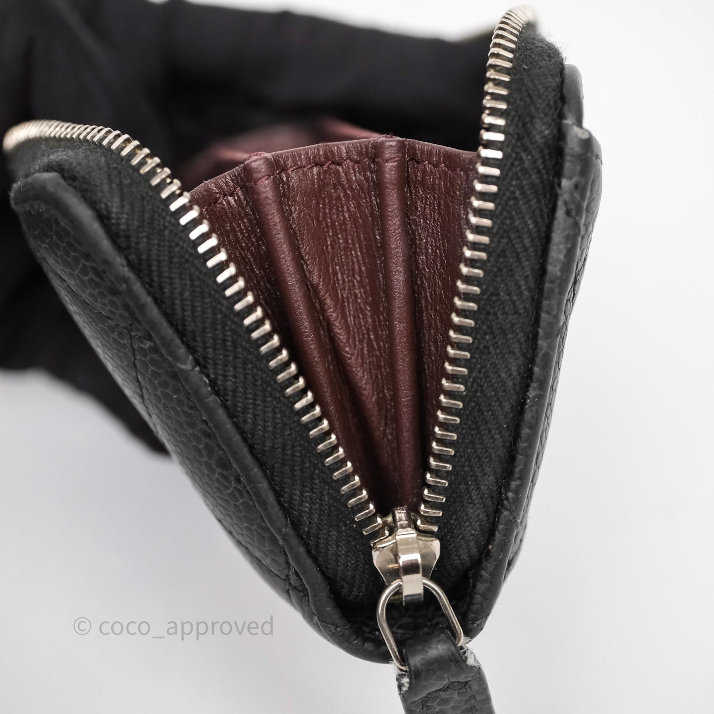 Chanel Classic Zipped Coin Purse Black Caviar Silver Hardware