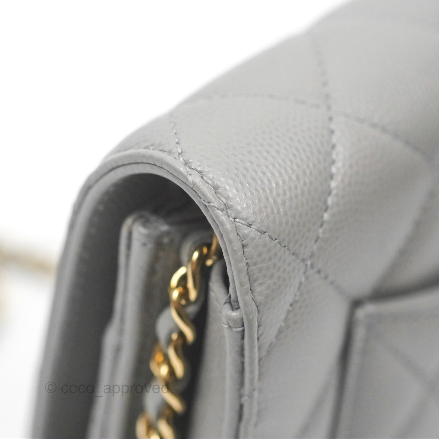 Chanel Classic Quilted Wallet On Chain WOC Grey Caviar Gold Hardware