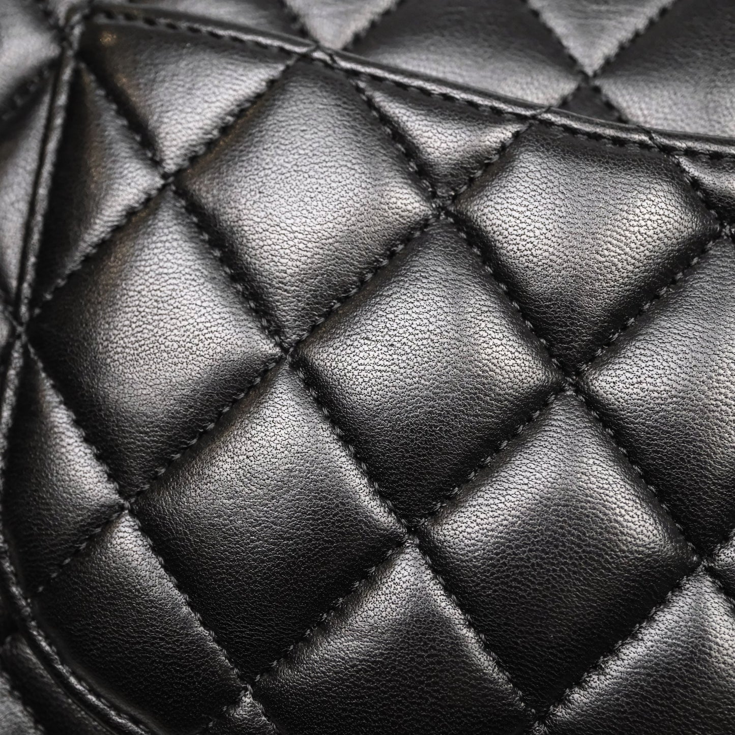 Chanel Classic M/L Medium Flap Quilted Black Lambskin Gold Hardware