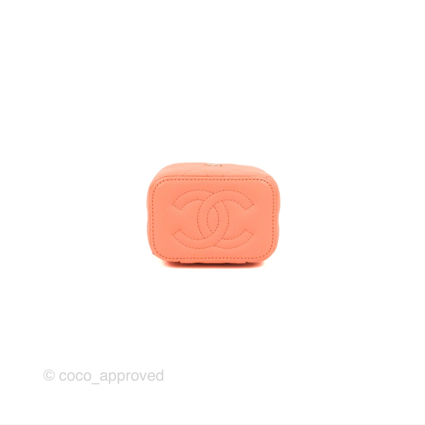 Chanel Mini Vanity With Chain Coral Pink Caviar Gold Hardware
