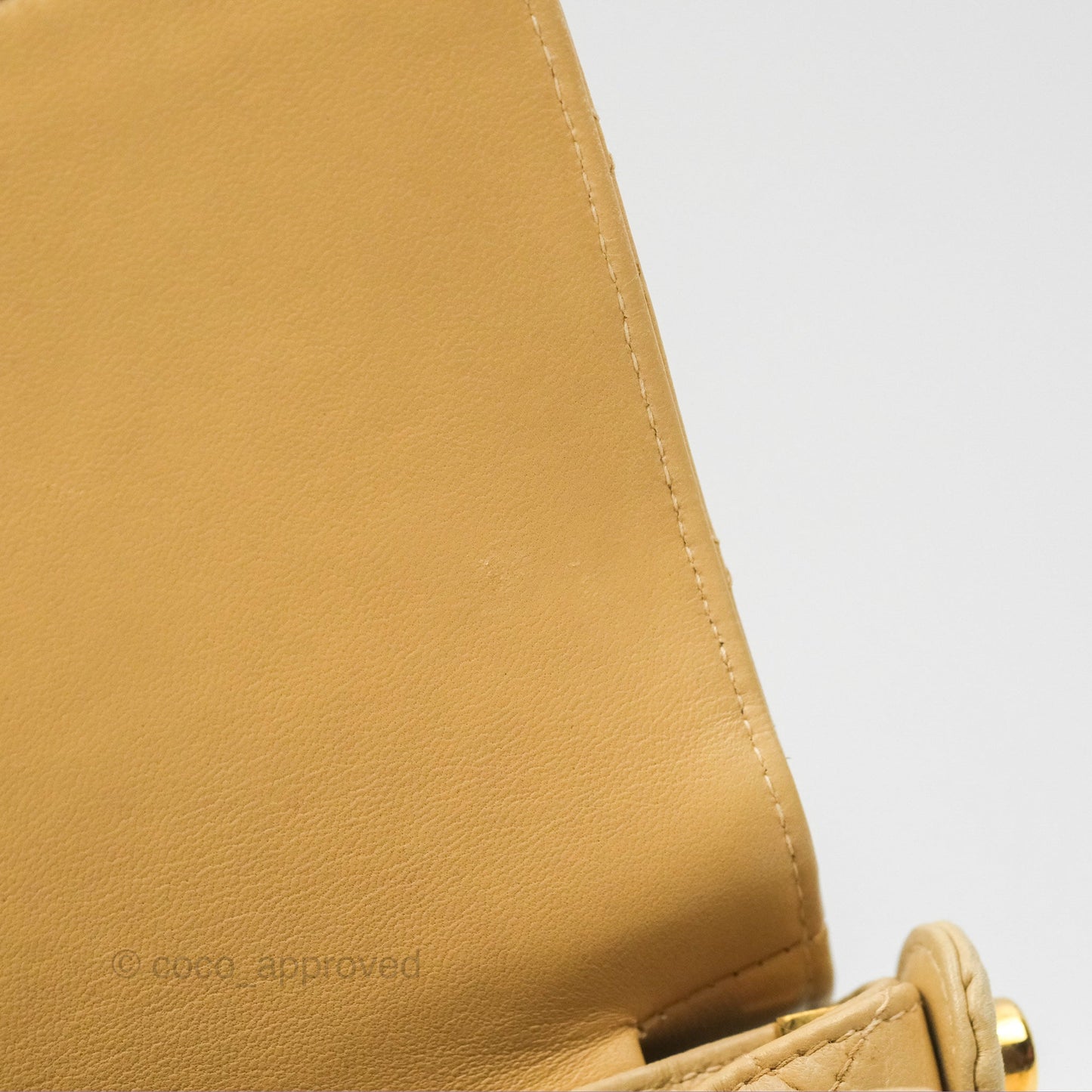 Chanel Vintage Double Sided Flap Bag Quilted Beige Lambskin Gold Hardware